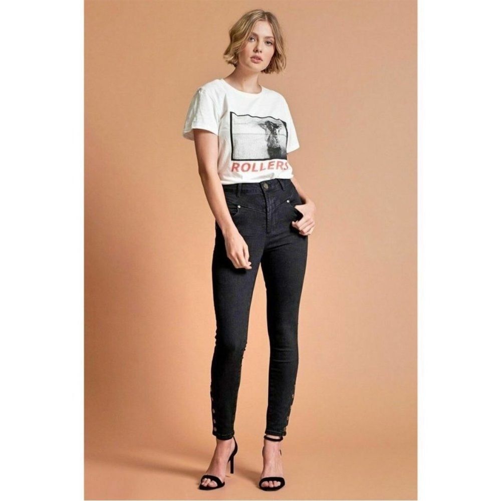 One Teaspoon Black High Waist Preachers Skinny Jean Button Up Ankle Women’s 28